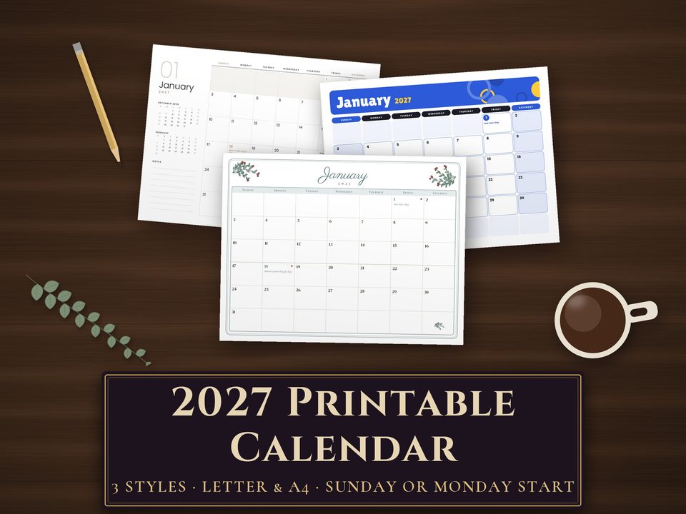 2027 Printable Calendar: cover image