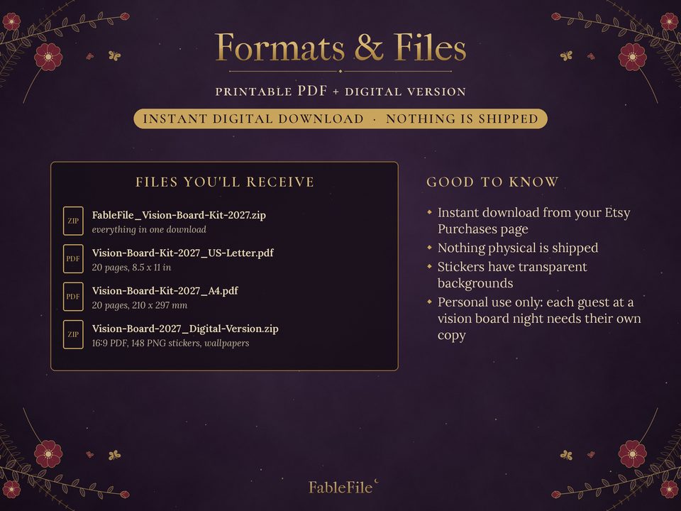 2027 Vision Board Kit: formats and files
