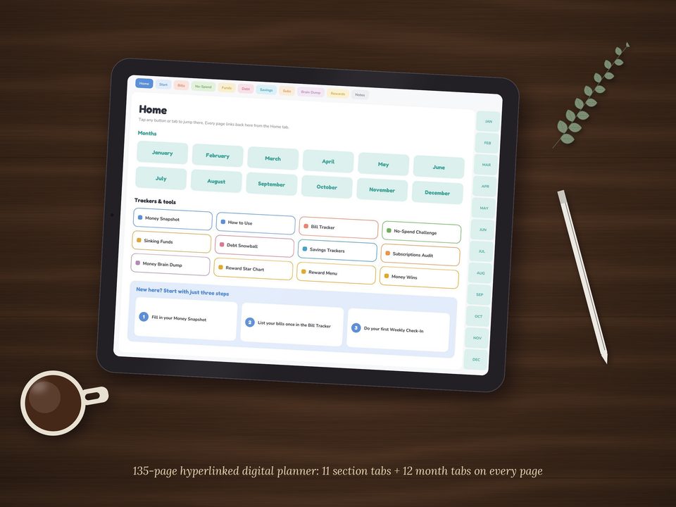 ADHD-Friendly Budget Planner: digital planner on tablet