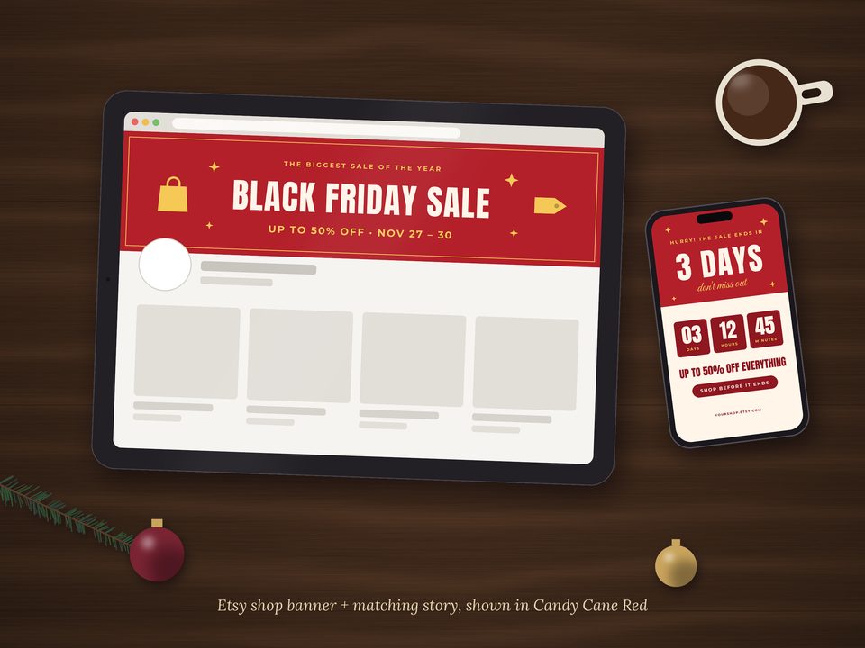 Black Friday Social Media Templates: shop banner and story