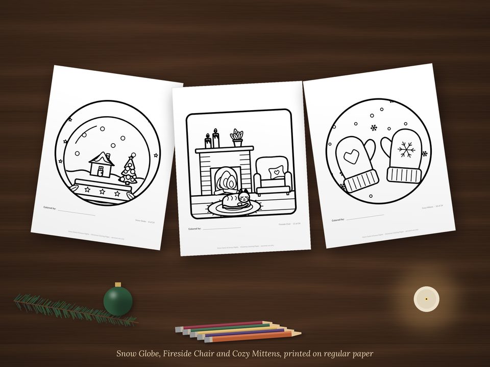 Christmas Coloring Pages: styled print and color