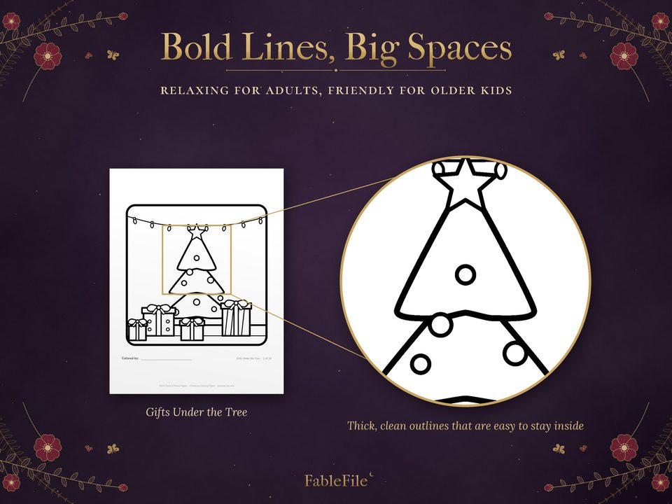 Christmas Coloring Pages: detail bold lines