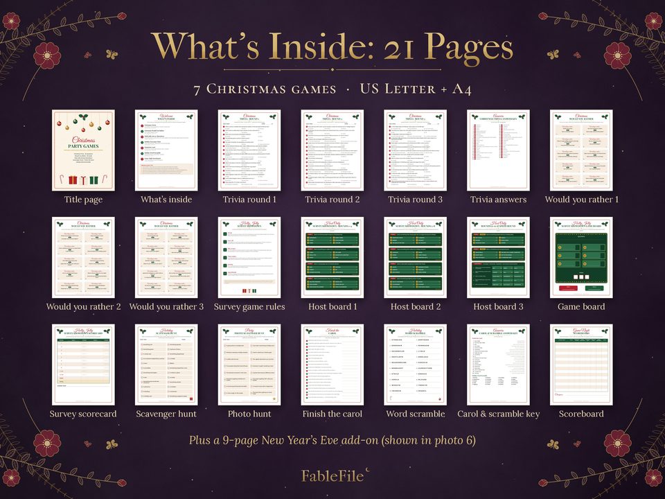 Christmas Party Games: what's included 21 pages