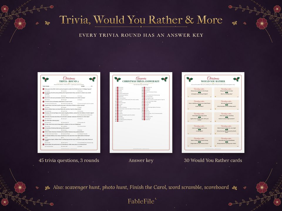 Christmas Party Games: trivia would you rather