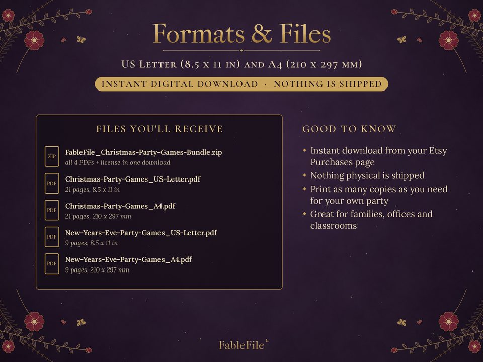 Christmas Party Games: formats and files