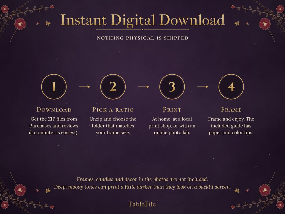 Dark Academia Wall Art: how the instant download works