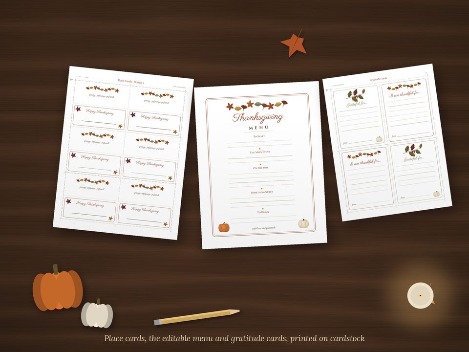 Thanksgiving Printables Kit: styled table printables